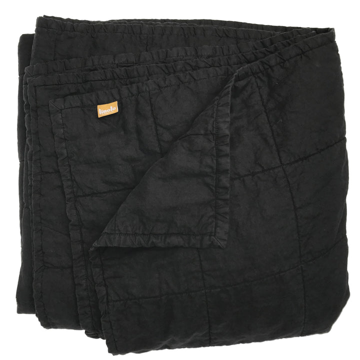 Black Quilted Linen Coverlet