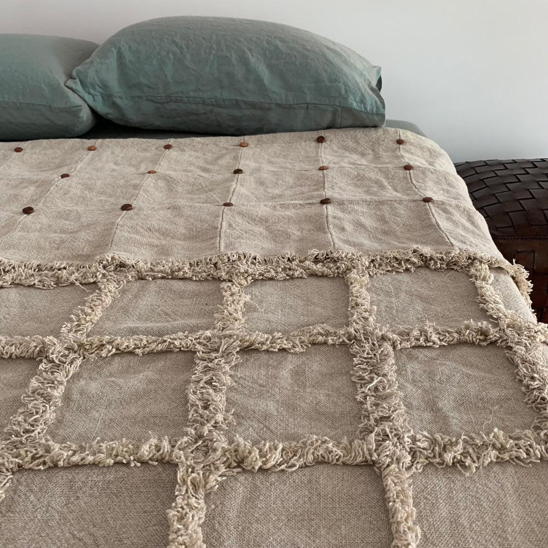 Fringed Belgian Linen Textile Art