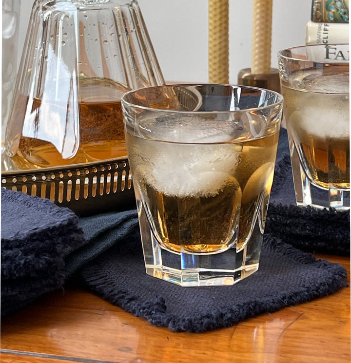 Navy Linen Coaster Set
