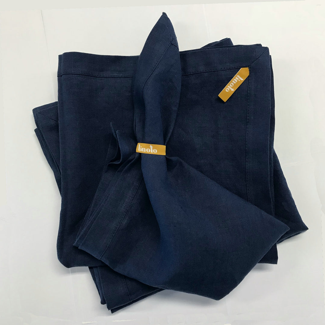 navy napkins 100% linen 