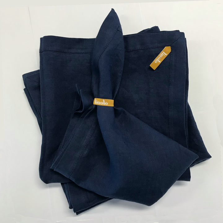 navy napkins 100% linen 