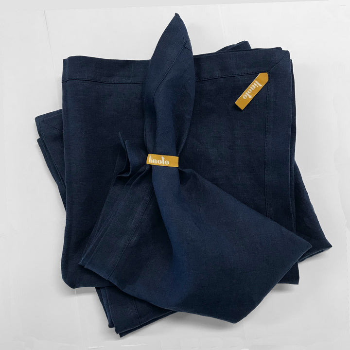 linen navy napkins 