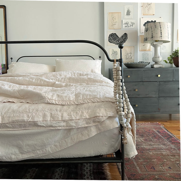 Ivory Linen quilted coverlet