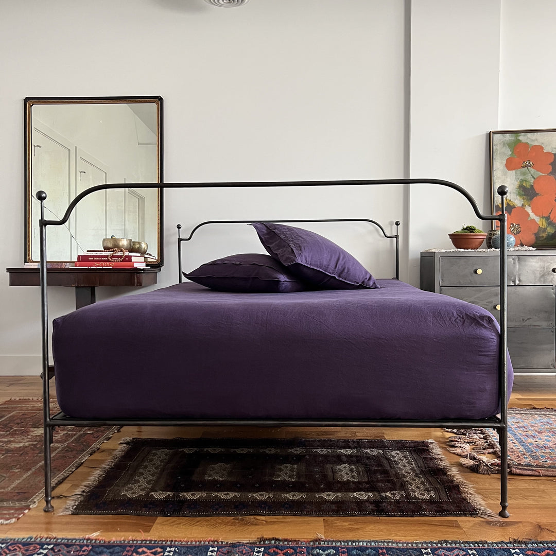 aubergine fitter linen sheet