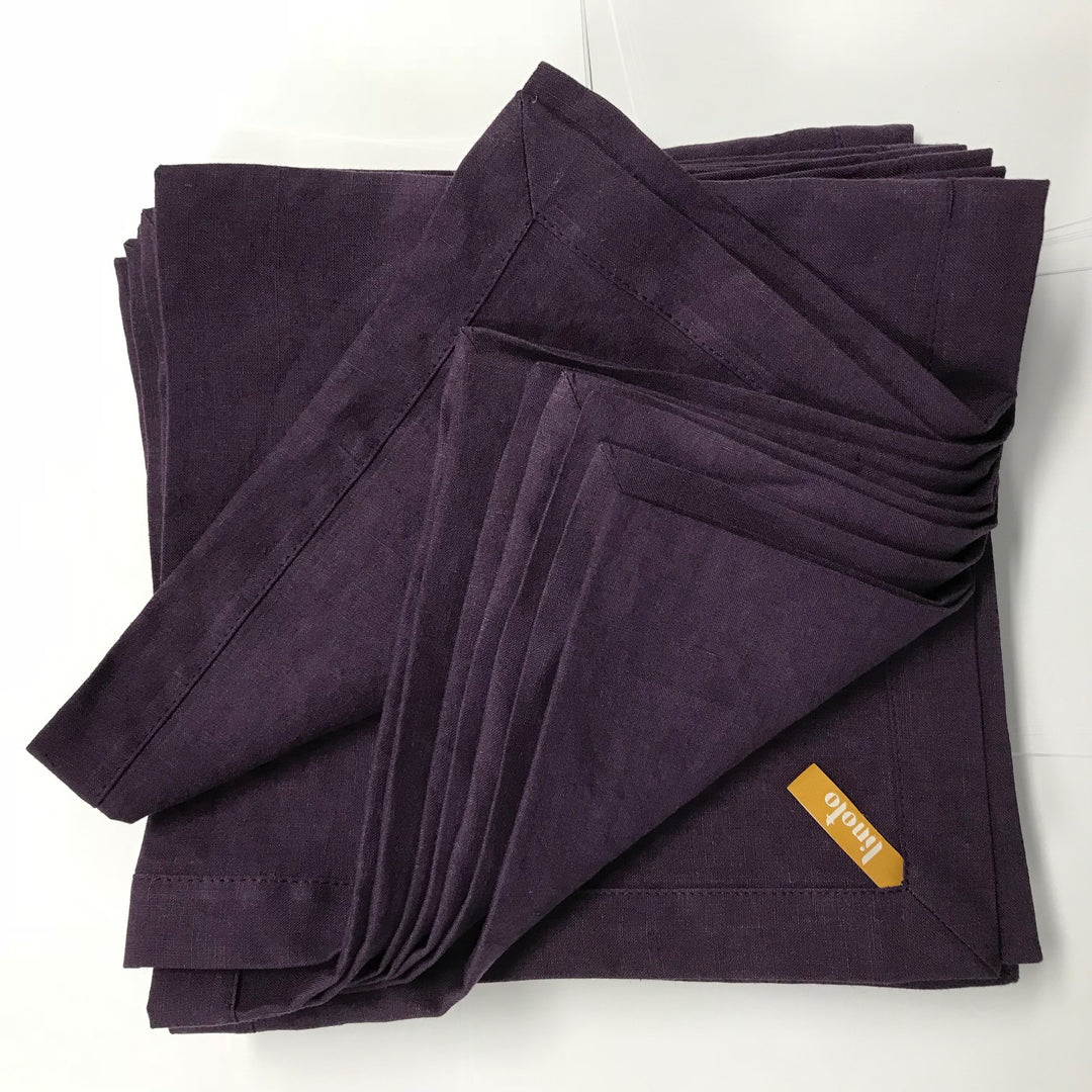 100% linen aubergine napkins