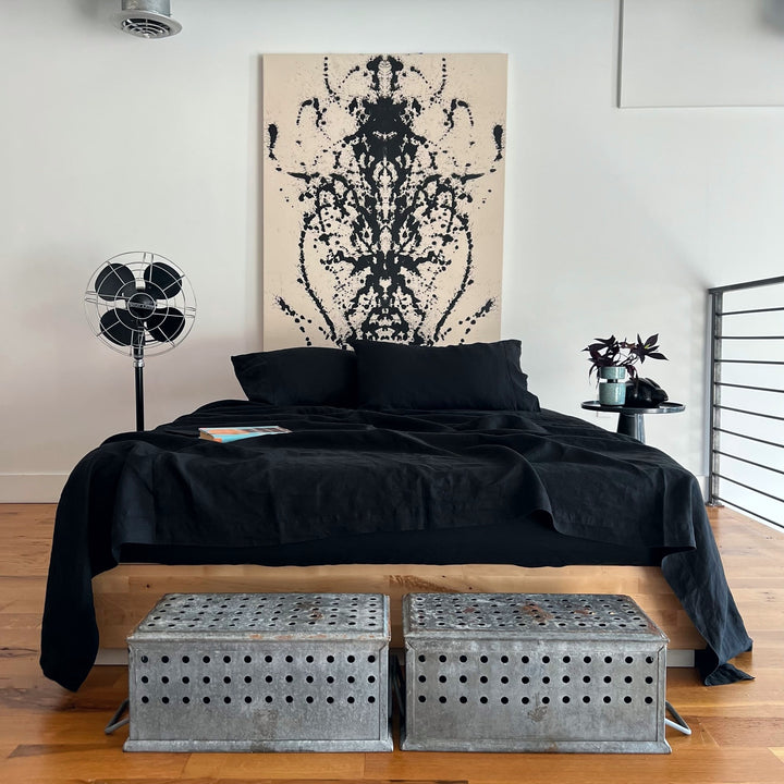 Black Linen Sheet Set