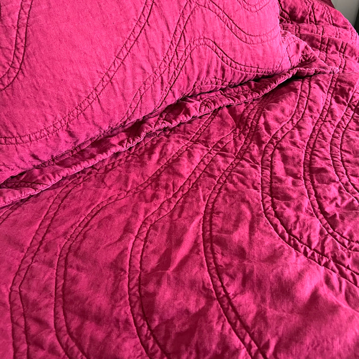 Sale Burgundy Quilted Linen Coverlet + Shams Limited Edition