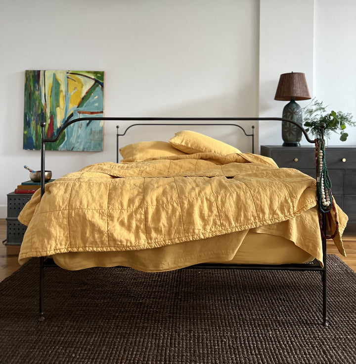 Butternut Quilted Linen Coverlet