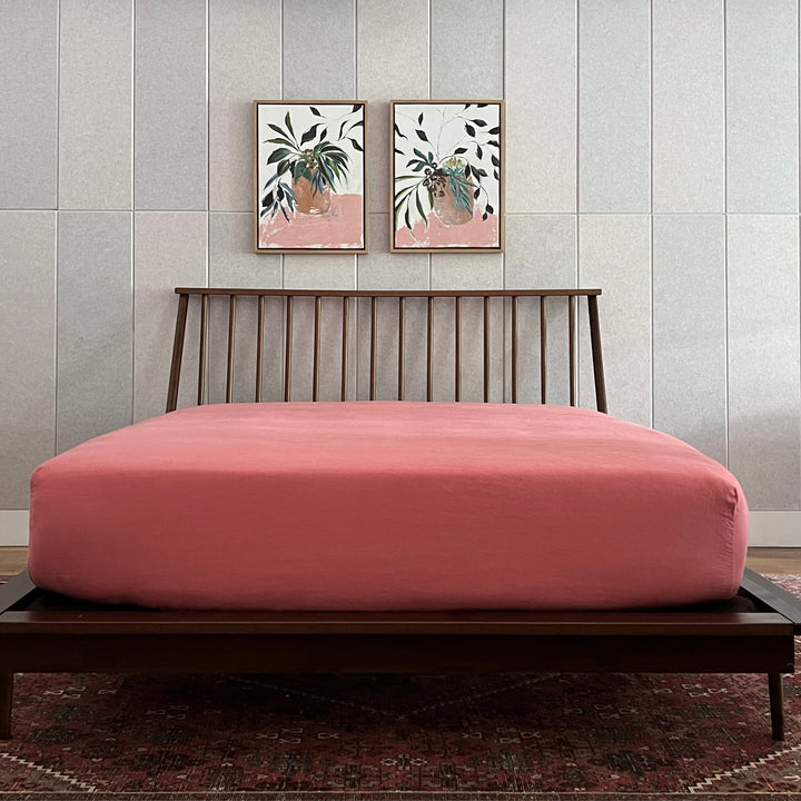 Coral Linen Fitted Sheet