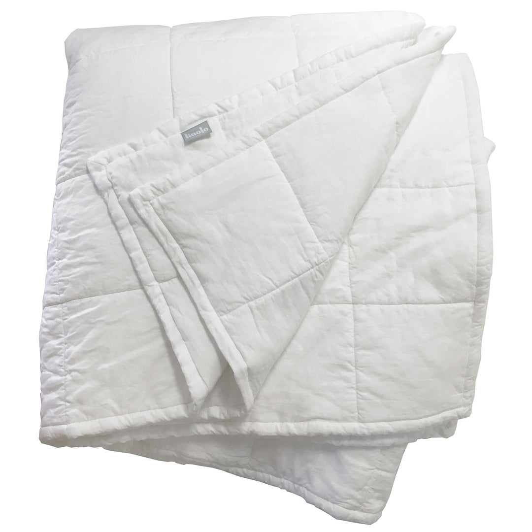 Eco White Belgian linen quilted coverlet