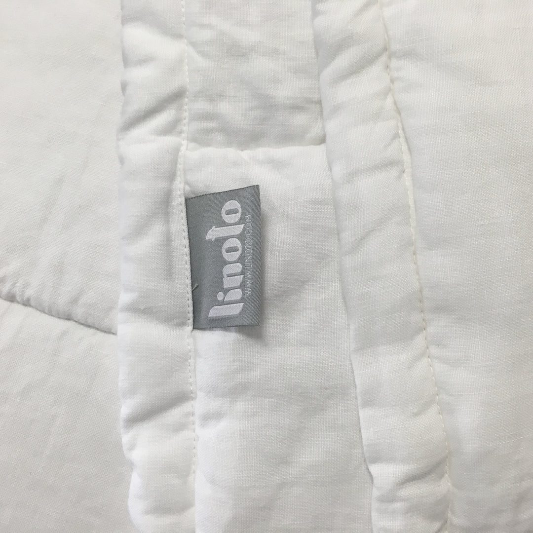 Eco white belgian linen quilted coverlet