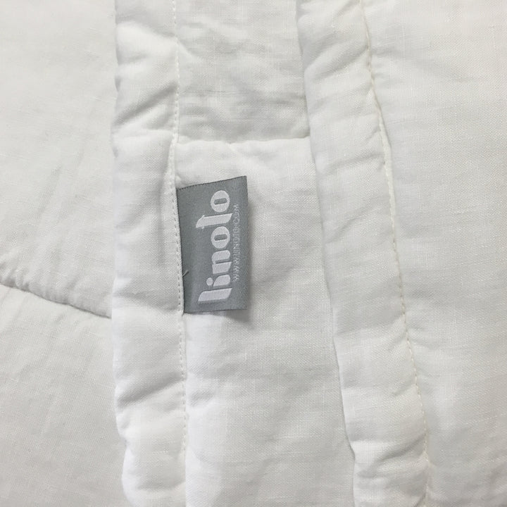 Eco white belgian linen quilted coverlet