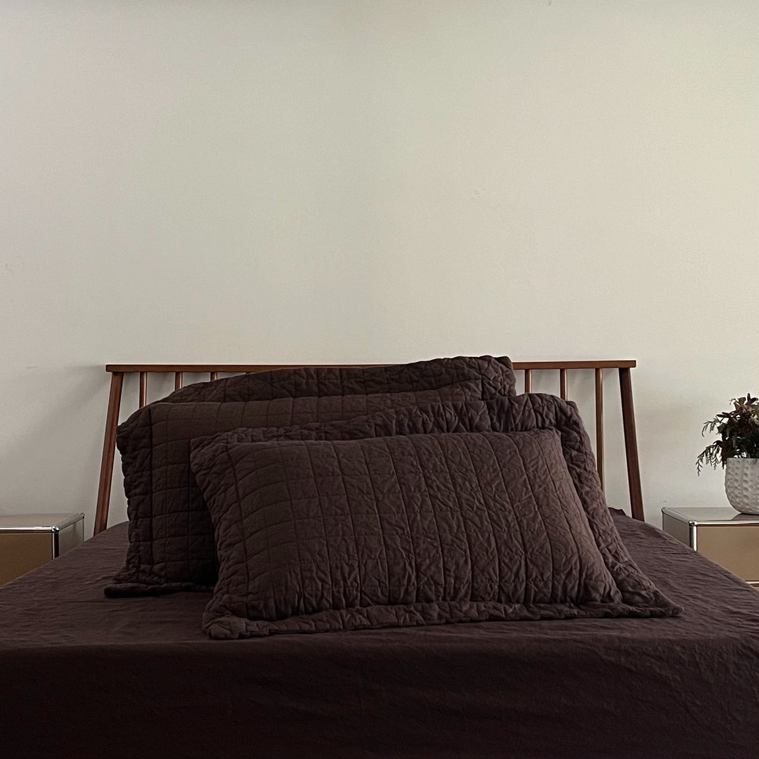 Espresso Quilted Linen Coverlet