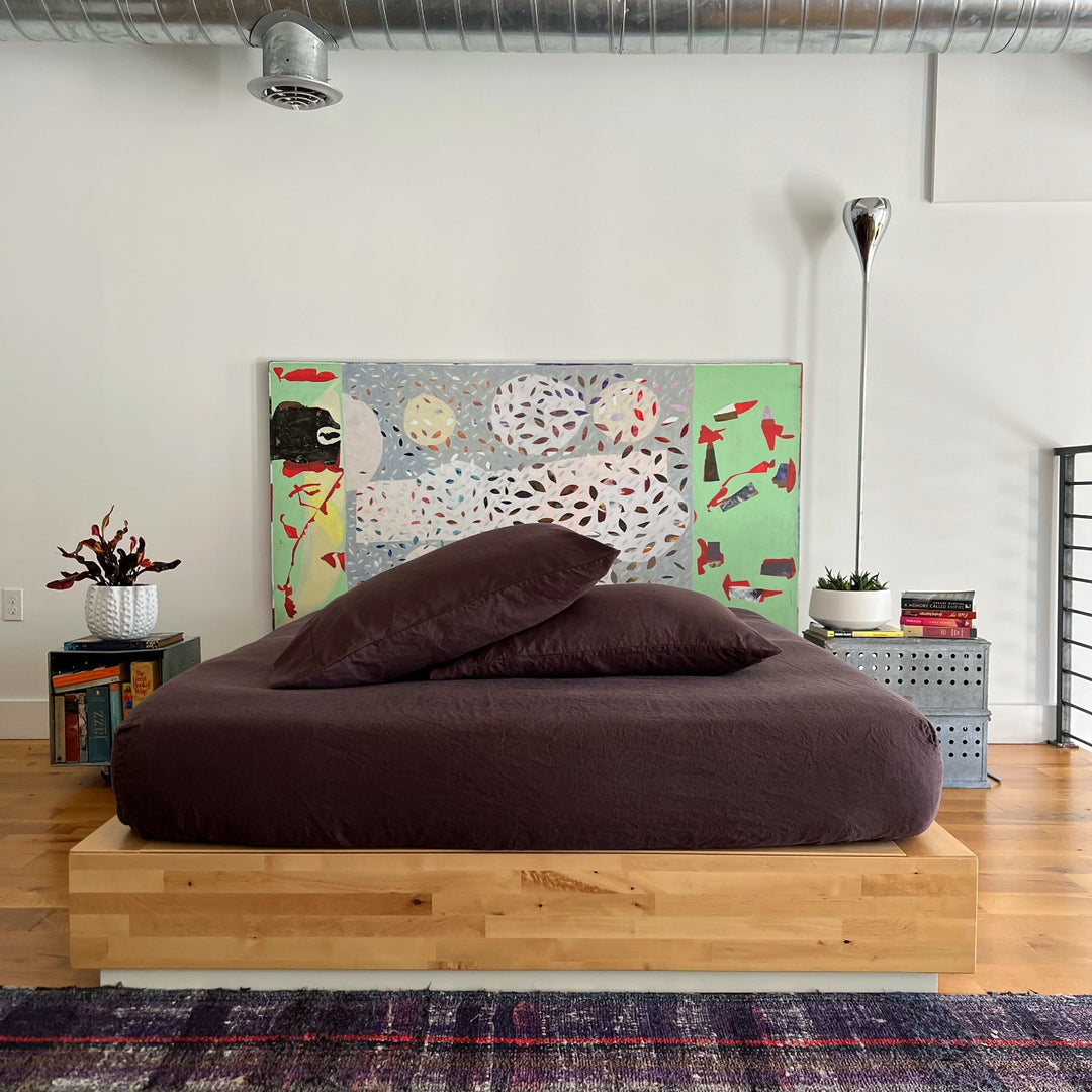 Espresso 100% linen fitted sheet