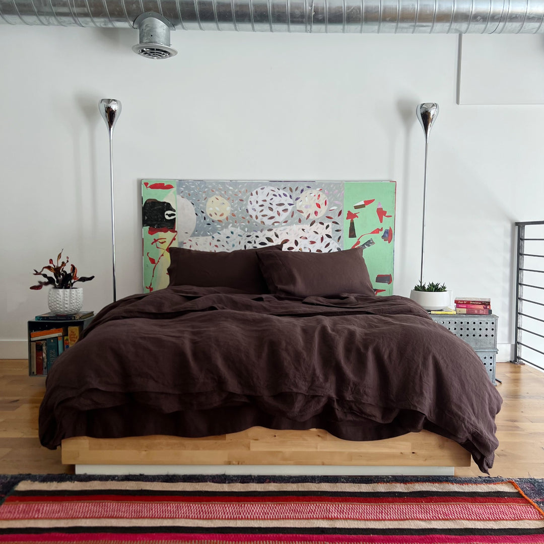Espresso 100% linen duvet cover