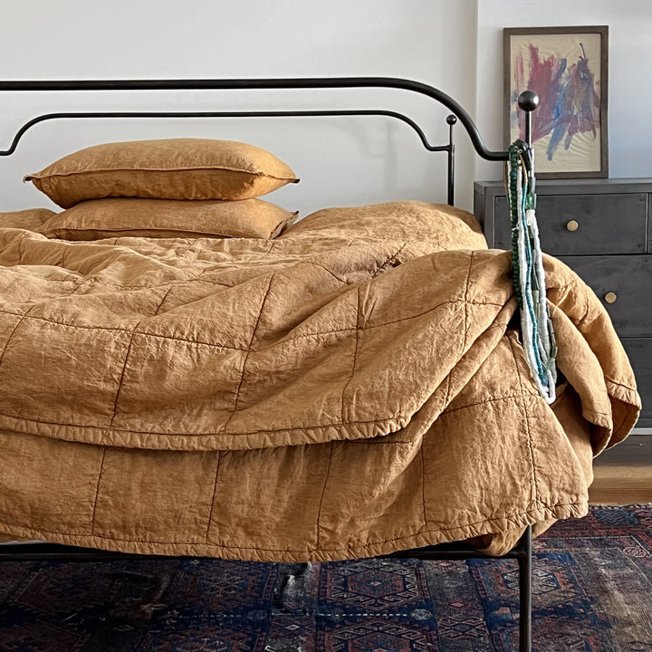 linen harvest gold coverlet