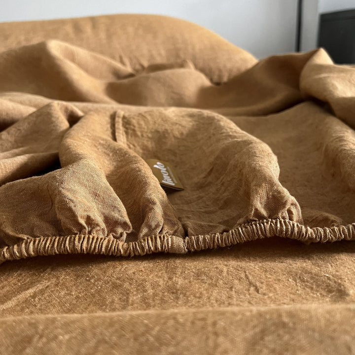 Harvest Gold Linen Fitted Sheet