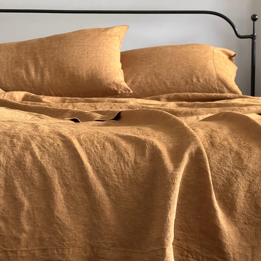 harvest gold linen pillow cases