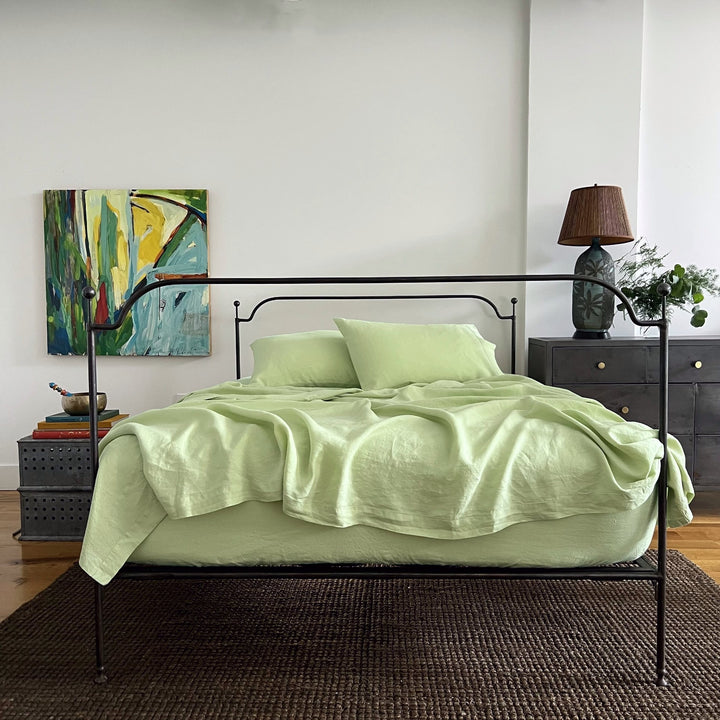 Mint 100% linen flat sheet