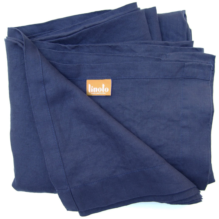 Navy 100% linen flat sheet