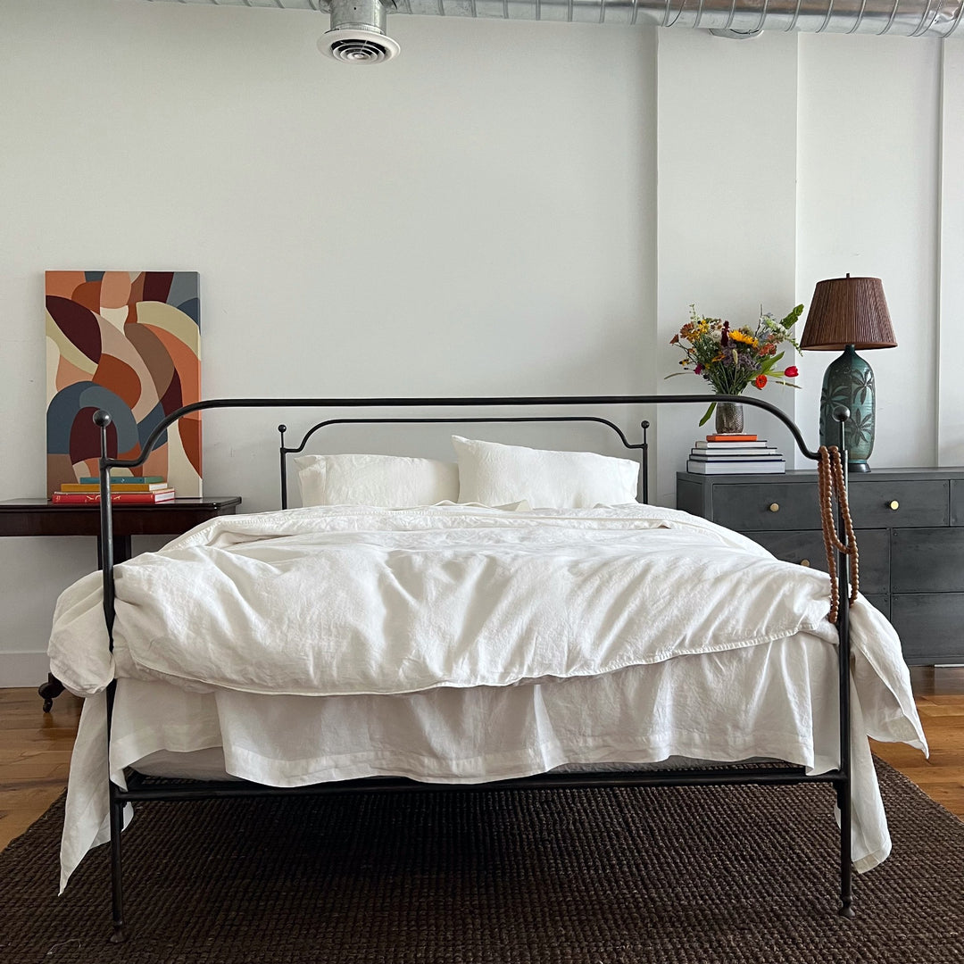 Organic ivory linen duvet cover