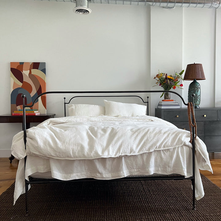 Organic ivory linen duvet cover