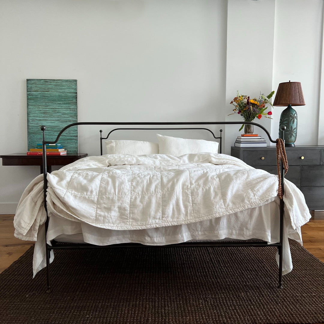 Organic Ivory 100% linen coverlet