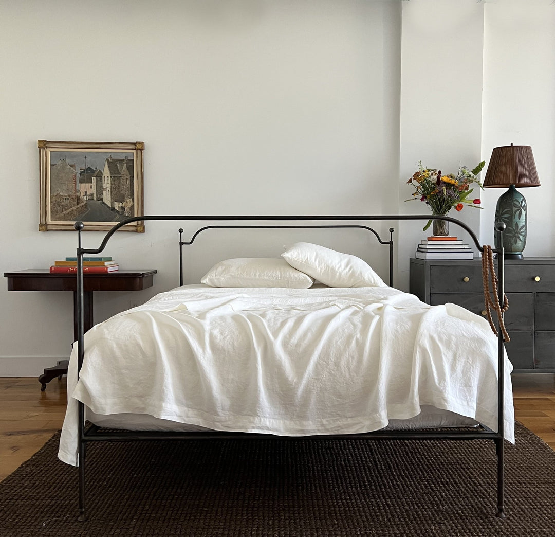 Organic ivory 100% linen sheet set with pillowcases