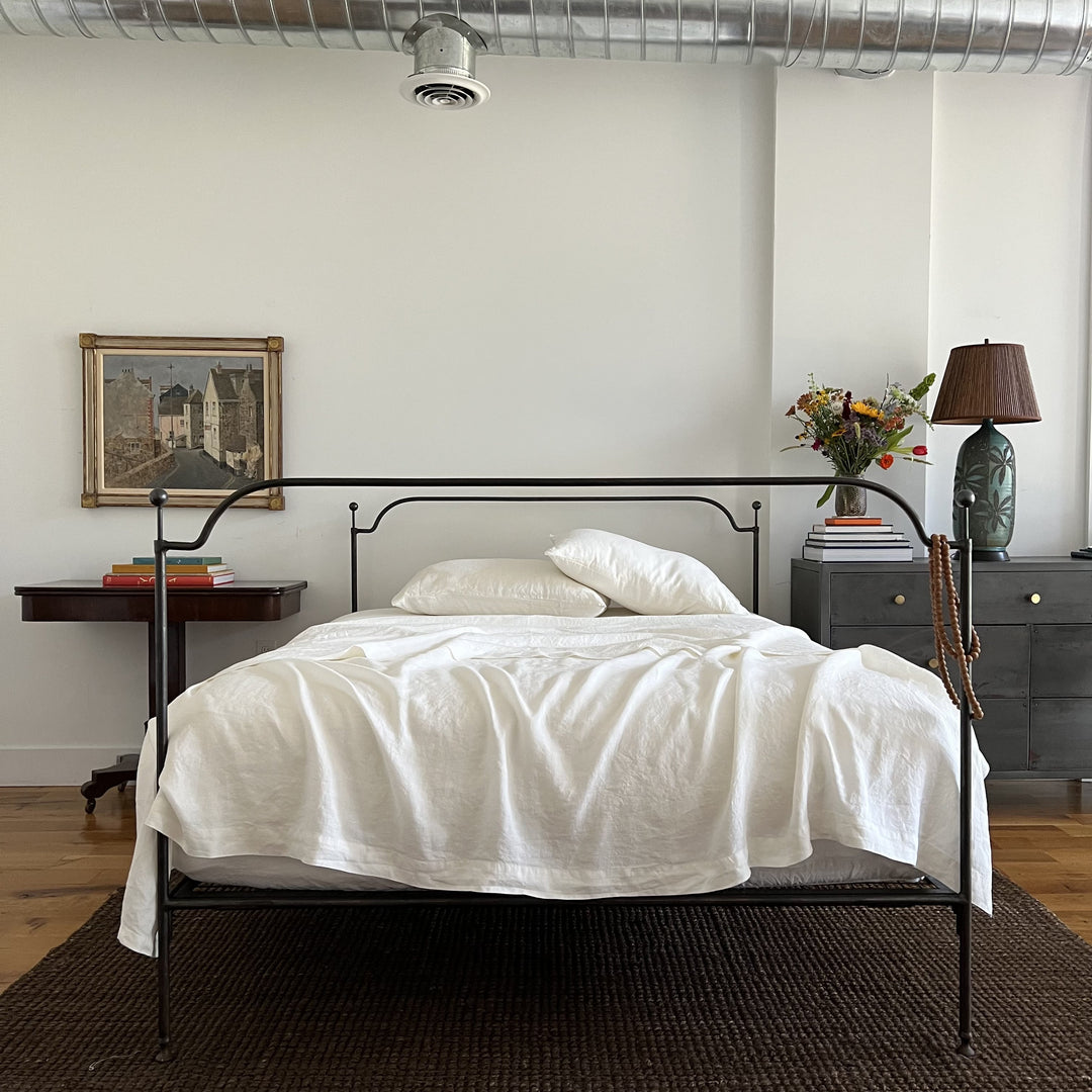 organic ivory 100% linen sheet set