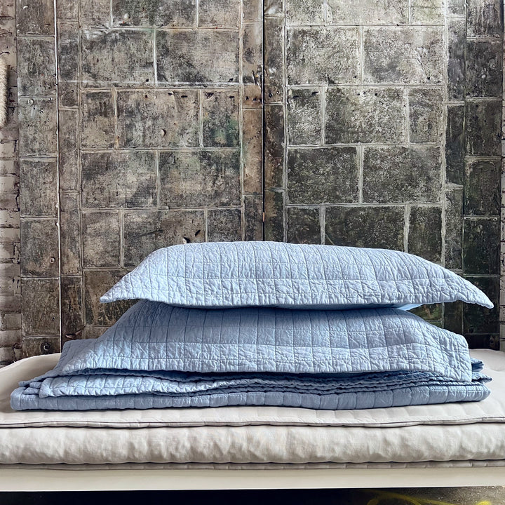 Pale Blue Linen Pillowcase