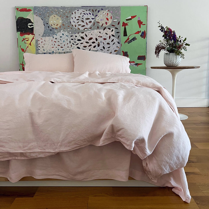 Powder pink 100% linen duvet covers