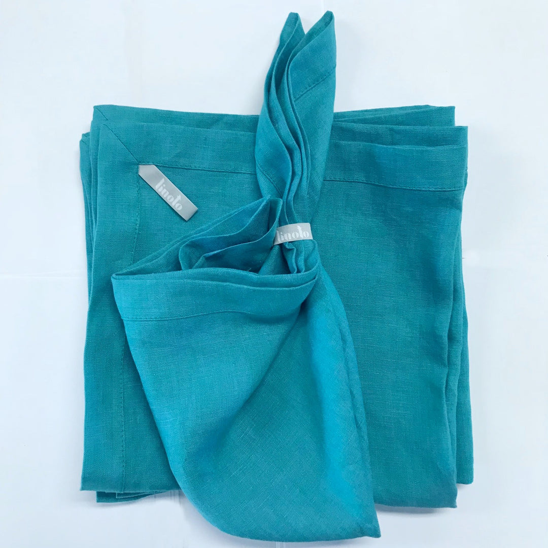 100% linen teal napkins