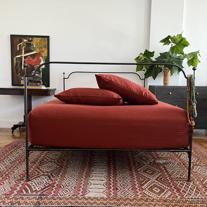 Terra Cotta Linen Pillowcase