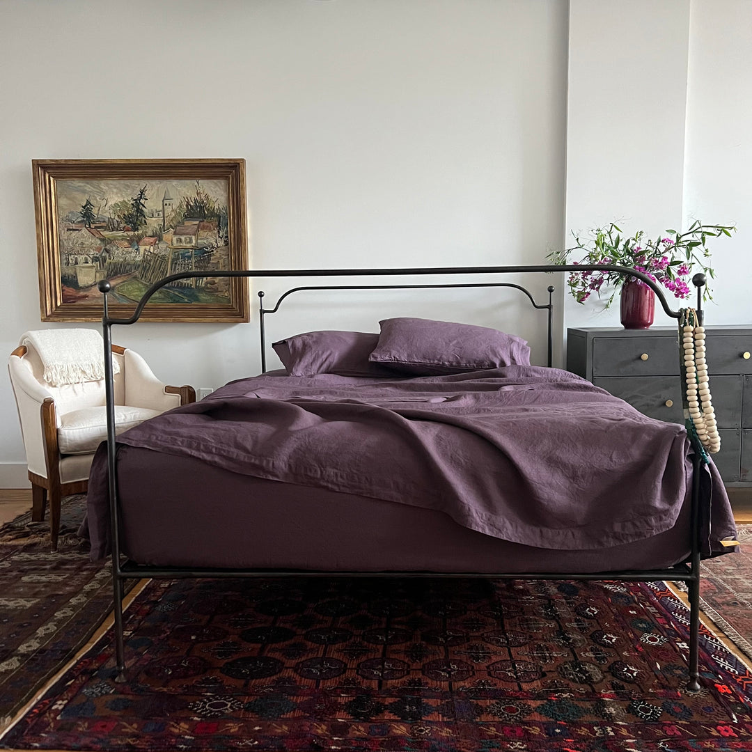 100% linen thistle sheet set with pillow cases