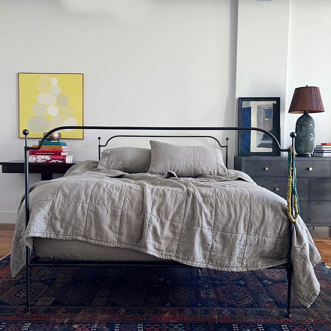 warm gray 100% linen coverlet
