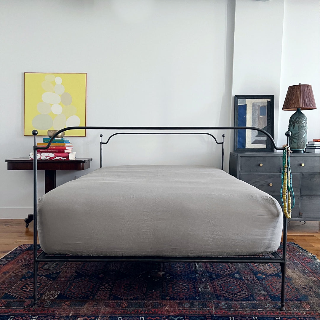 warm gray 100% linen fitted sheet