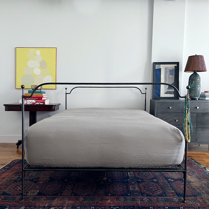 warm gray 100% linen fitted sheet
