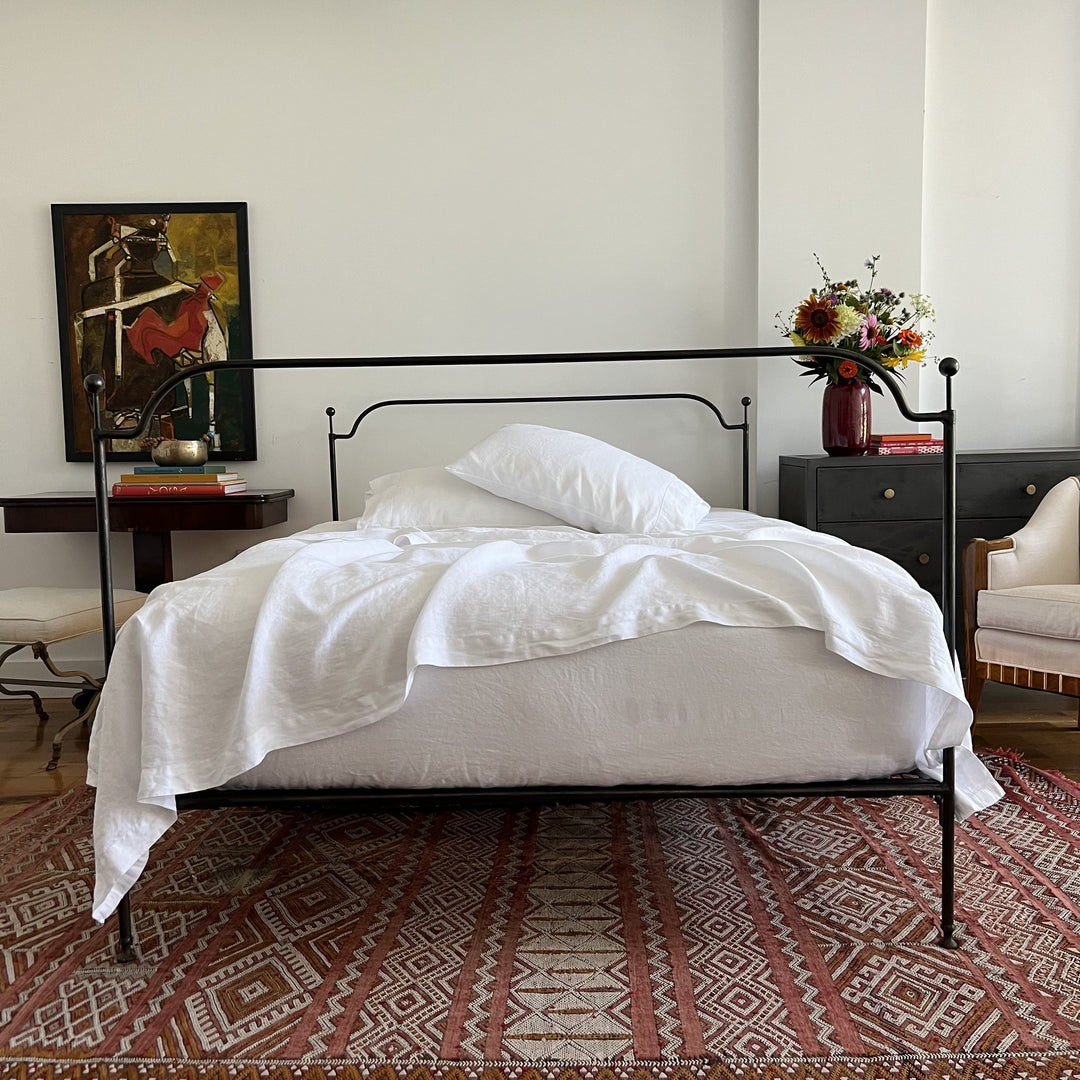 White Linen King size fitted sheet set