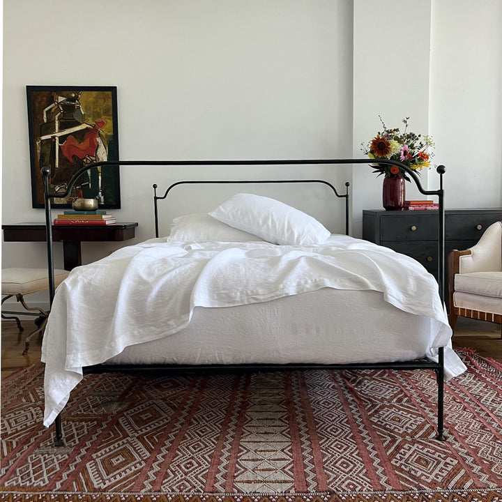 White 100% linen flat sheet